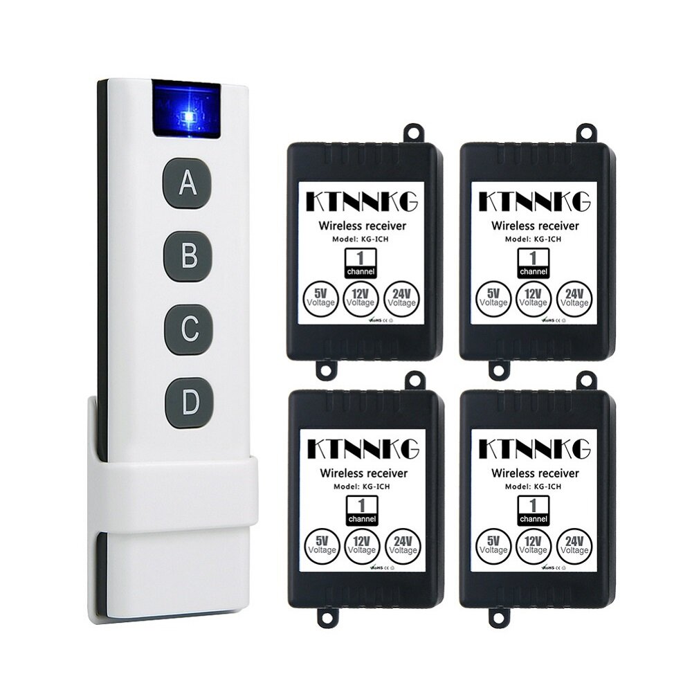 KTNNKG 4PCS DC 5V12V24V Single-channel Receiver Remote Control Switch Access Control Module with Vol