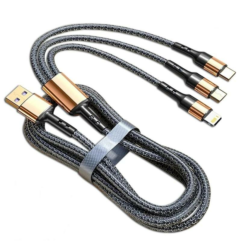 5A USB-A tot Type-C/iP/microkabel Snel opladen Datatransmissie Puur koperen kernlijn 1,2M/2M lang vo