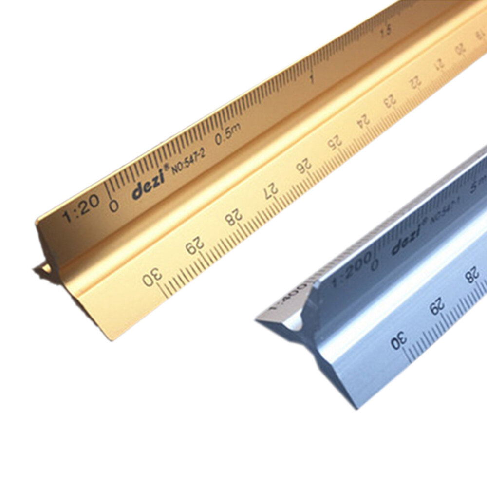 DEZI Aluminum Alloy Triangular Ruler Straight Ruler Architectural Clothing Design Engineering Drawing Measuring Tool for
