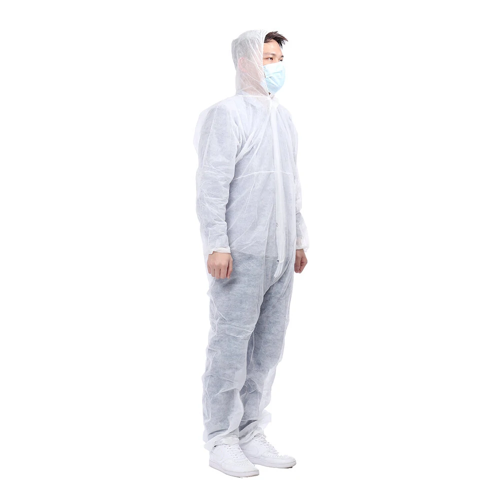 Disposable white coveralls dust spray suit non-woven clothing