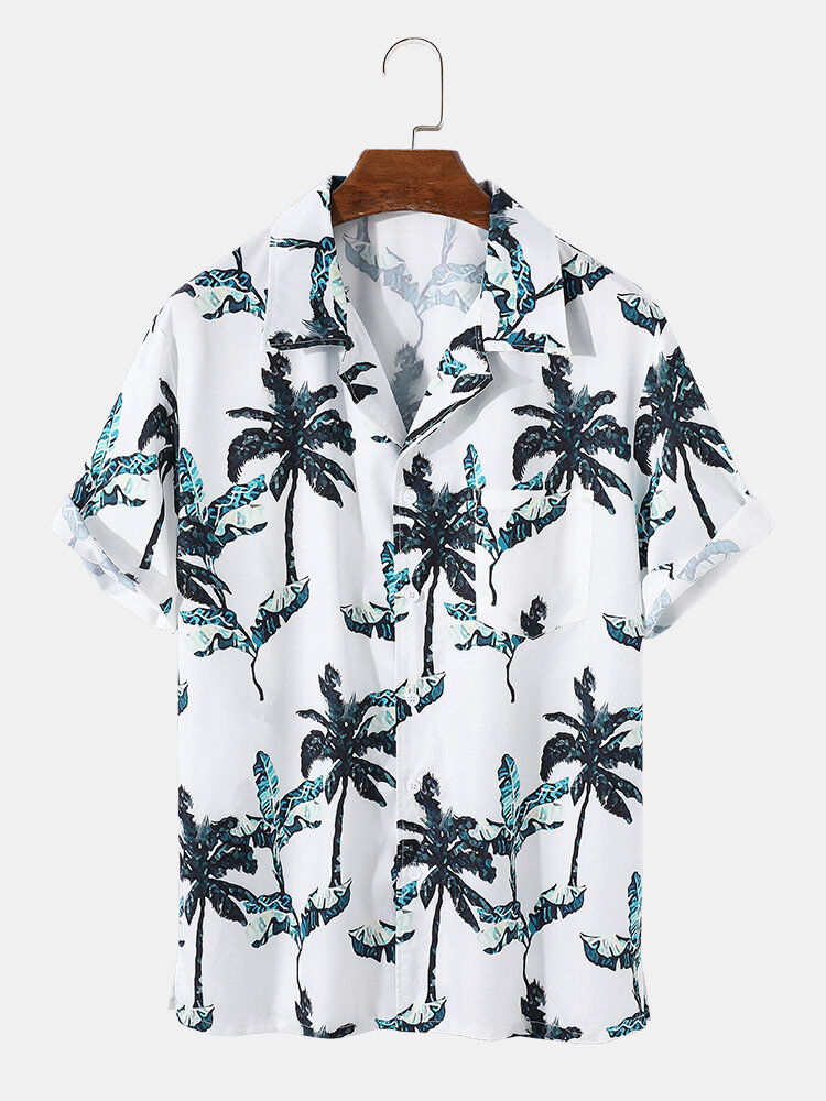 

Mens Coconut Grove Print White Revere Collar Short Sleeve Shirt