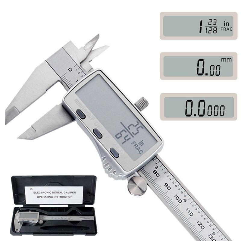 

DANIU Digital Caliper 0-150mm Metric/Inch/Fraction Electronic Vernier Calipers Stainless Steel Micrometer Measuring tool