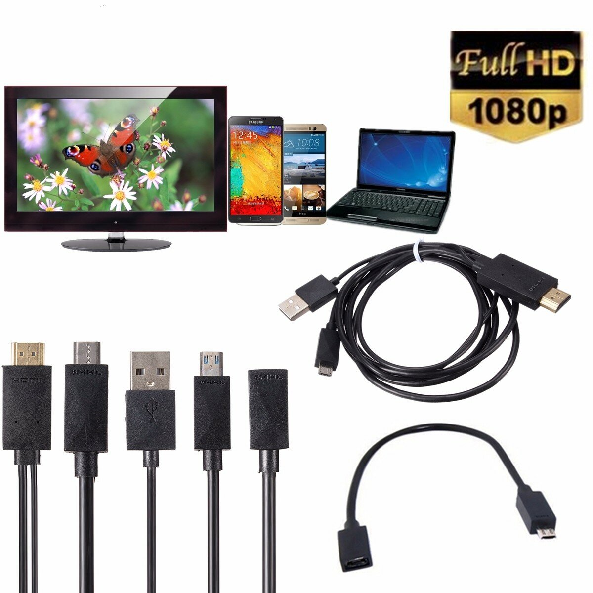 Mini 1080P MHL Micro USB naar HDMI kabel converter adapter voor Android telefoon / pc / tv audio ada