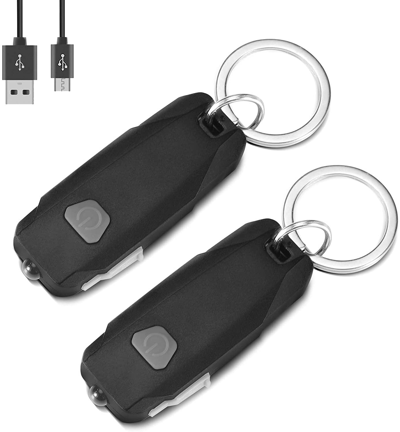 MECO 2 Pack Mini Led Lights ، Portable USB Rechargeable Ultra مشرق Keychain Flashlight with 2 Level مشرقness Key Ring To