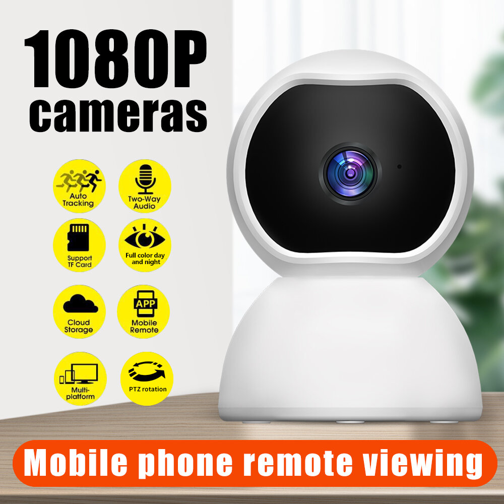 Guudgo Surveillance Camera 1080P IP Smart Camera WiFi 360 Angle Night Vision Camcorder Video Webcam Baby Home Security M