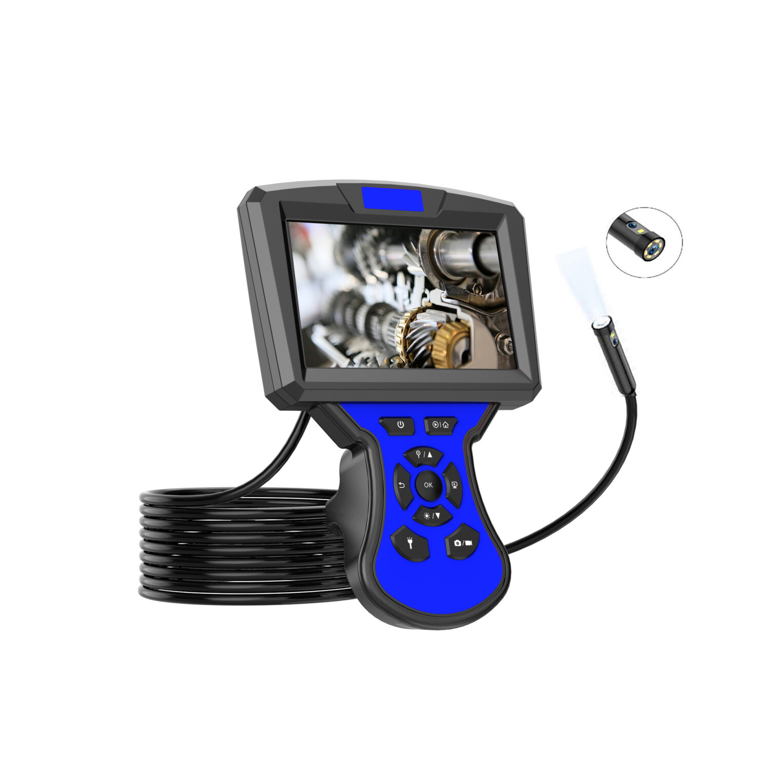 

5 Inch Industrial Endoscope with Screen 1080P Waterproof Camera Dual Lens Car Air Conditioning Duct Inspection
