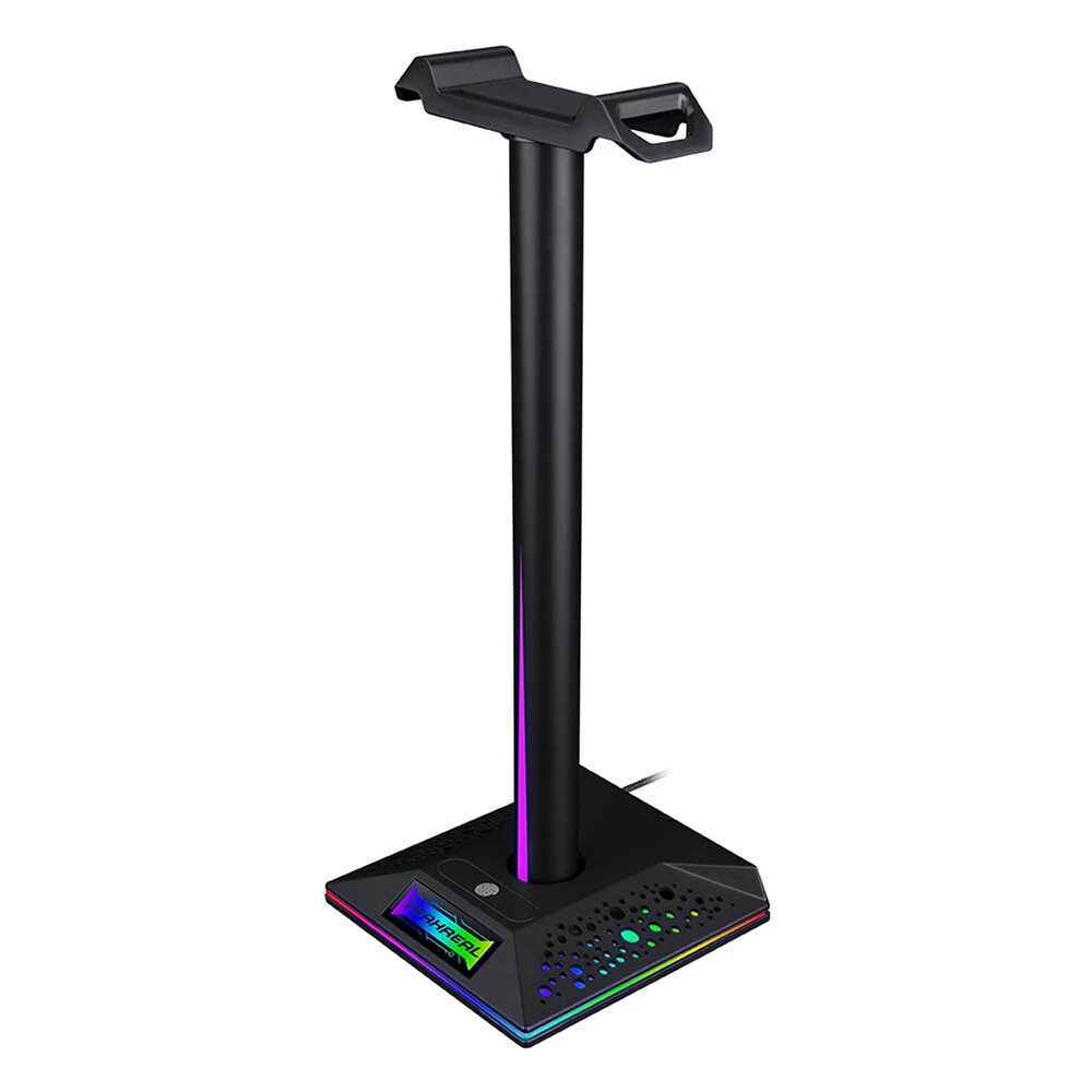 YEAHREAL Gaming Headset Stand Dubbele USB-poort 3.5mm Audiopoort RGB Touch Control Verwijderbare hoo