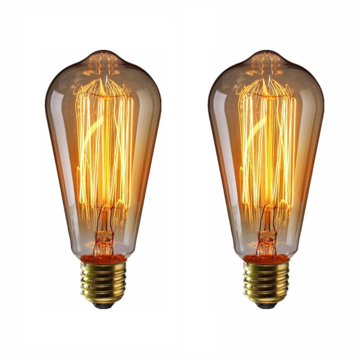 KINGSO 2 Stks/pak E27 Edison Gloeilamp Vintage Lamp Filament Retro ST64 40W 110V Warm Wit Ideaal voor Decoratie Antiek Lichtpunt