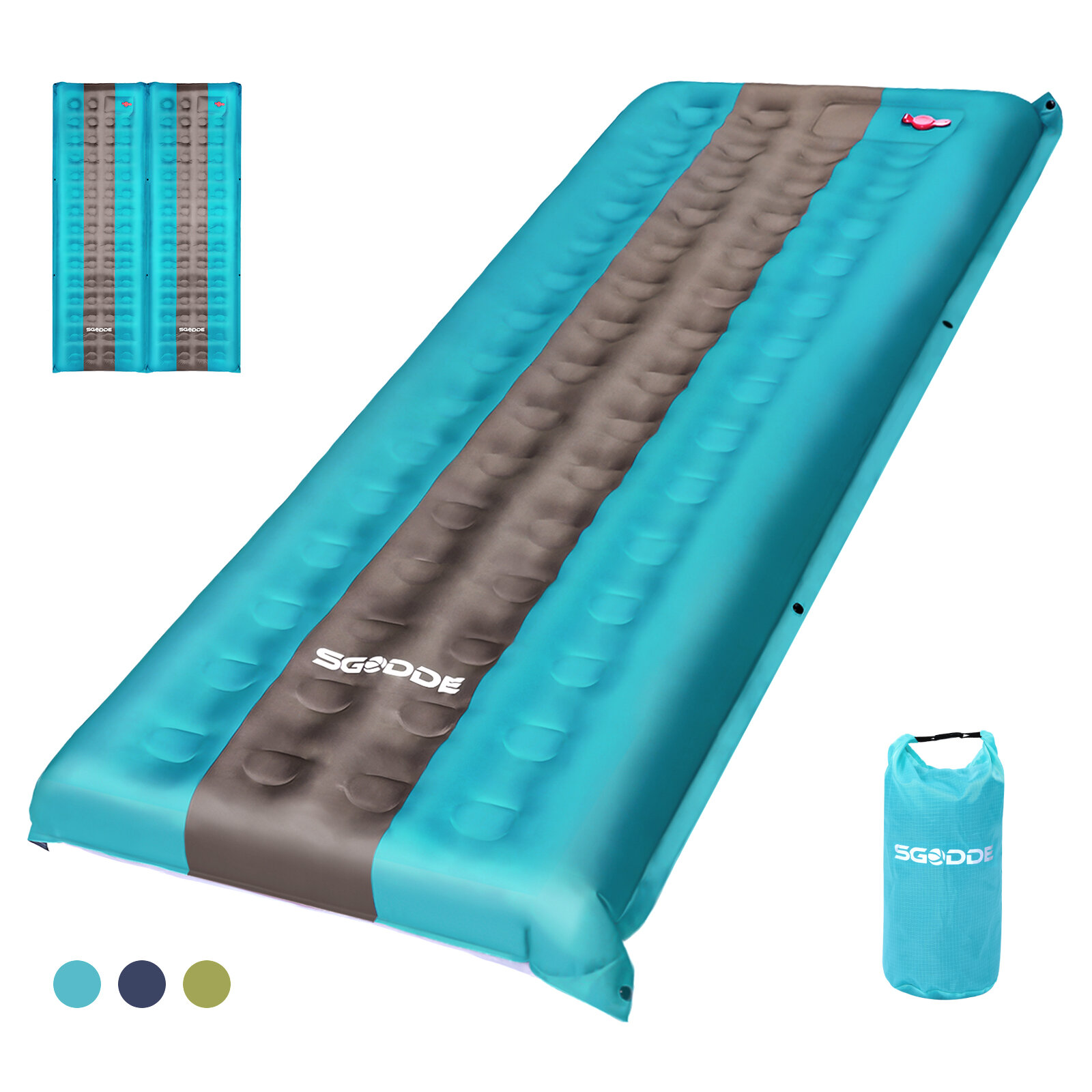 SGODDE 80D Spleißbare Ultraleichte Isomatte Tragbare Aufblasbare Matte Wasserdichte Outdoor Camping Reise Schlafmatte