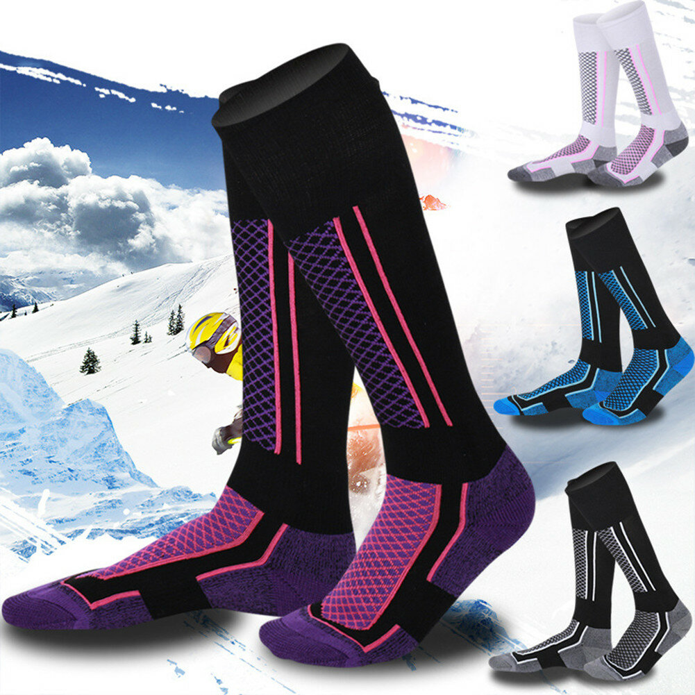 Calcetines de esquí deportivos de invierno gruesos, térmicos, transpirables, plegables, a prueba de viento, largos, para hombres y mujeres