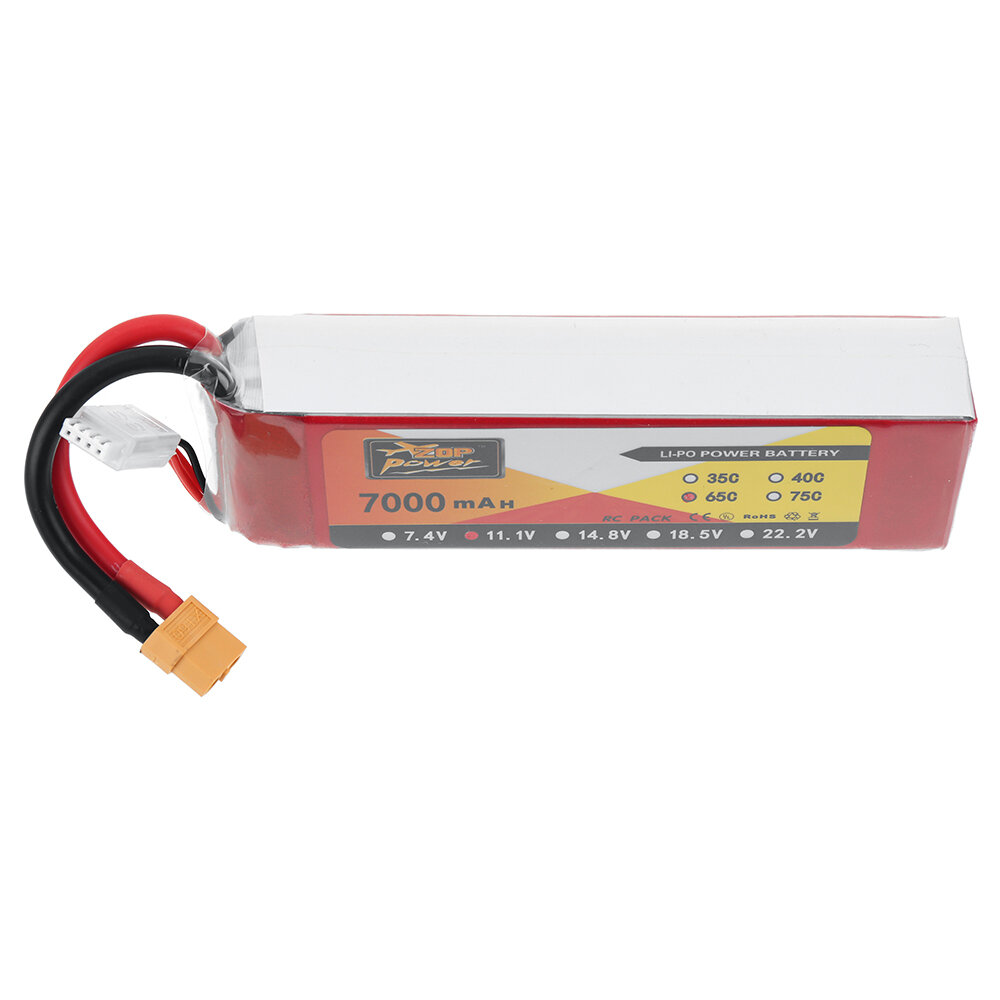 

ZOP POWER 11.1V 7000mAh 65C 3S LiPo Battery T Deans Plug with XT60 Adapter Plug for RC Drone