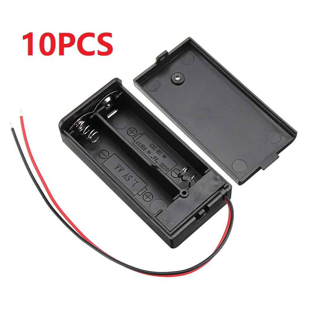 10PCS 2 Slots AA Battery Box Battery Holder Board with Switch for 2 x AA Batteries DIY kit Case