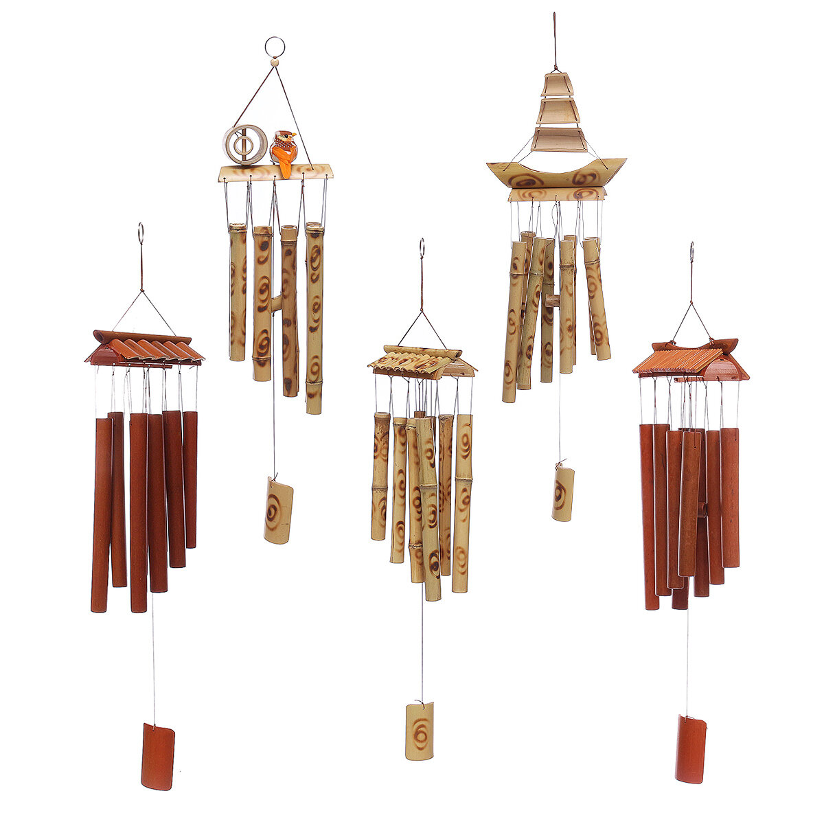 Bamboo Wind Chimes Natural Handmade Craft Wind Chimes For Home Roof Garden Decoration Bird House