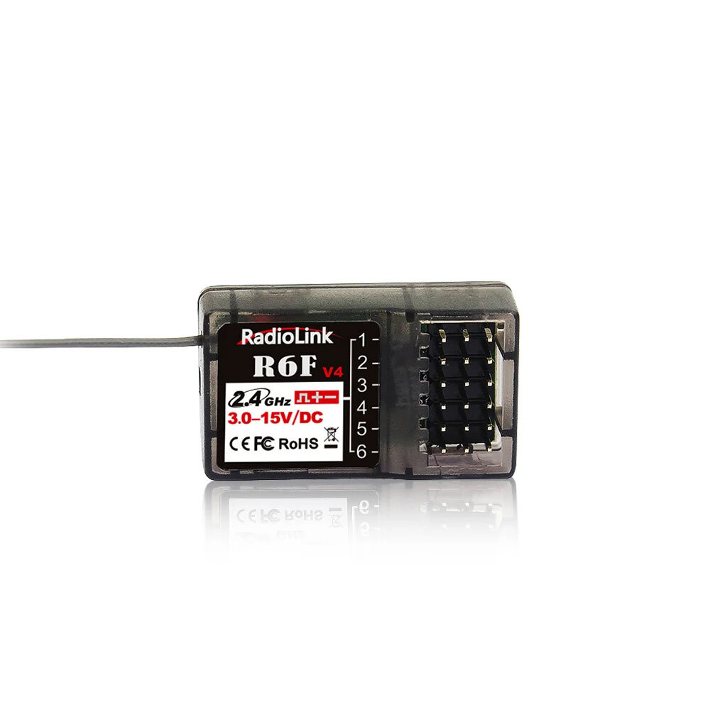 

Radiolink R6F V4 2.4GHz 6CH FHSS Long Range Receiver for RC Car Boat RC6GS V2/RC4GS V2/T8FB/T8S Radio Transmitter