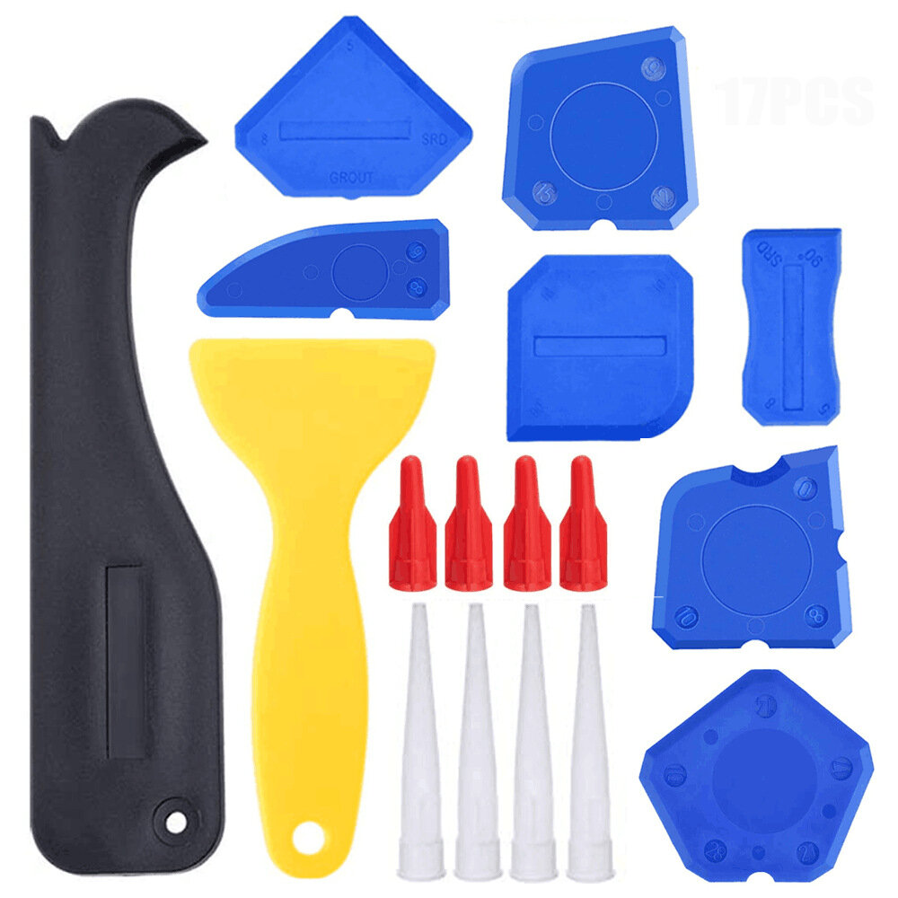 

17Pcs Caulking Nozzle Silicone Sealant Smooth Scrapers Grout Kit Remover Caulk Tool Finisher