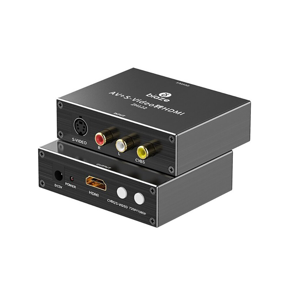 Biaze ZH122 AV/S-VIDEO to HDMI Converter with High-quality Chips 720P/1080P Resolution for DVD/VCD Player DVB Digital Se