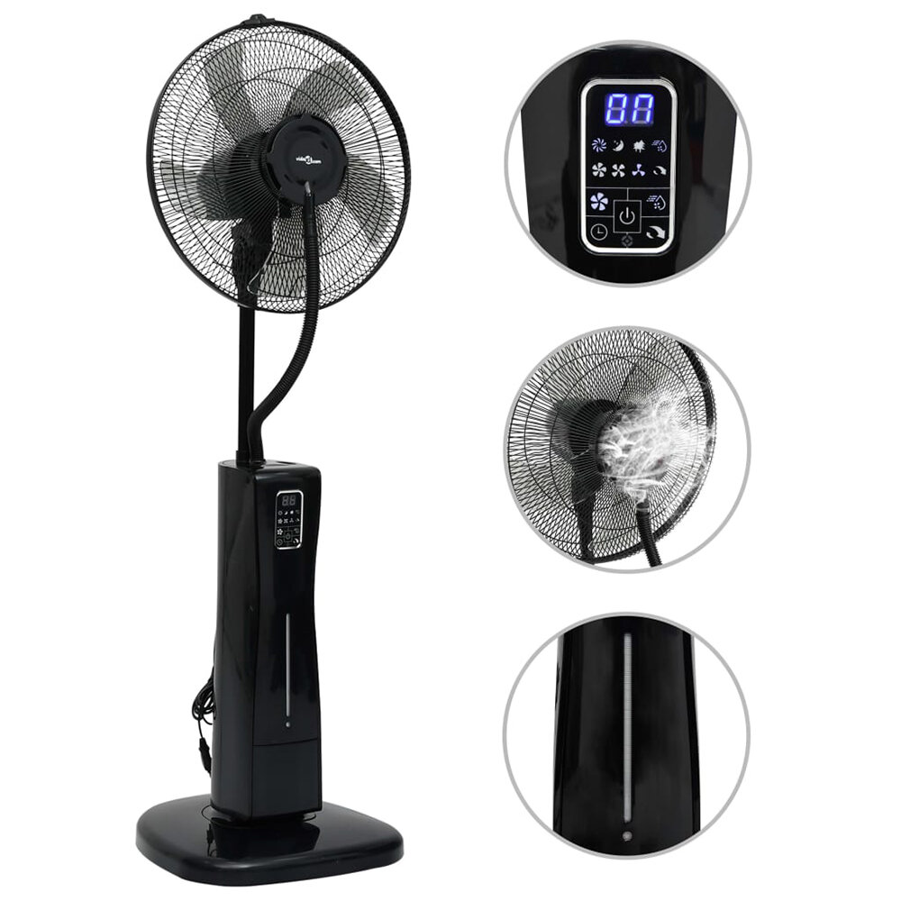 

vidaXL Spray Mist Standing Fan Pedestal Fan with Remote Control 3 Mode 3 Gear Wind Speed Timing Function for Home Bedroo