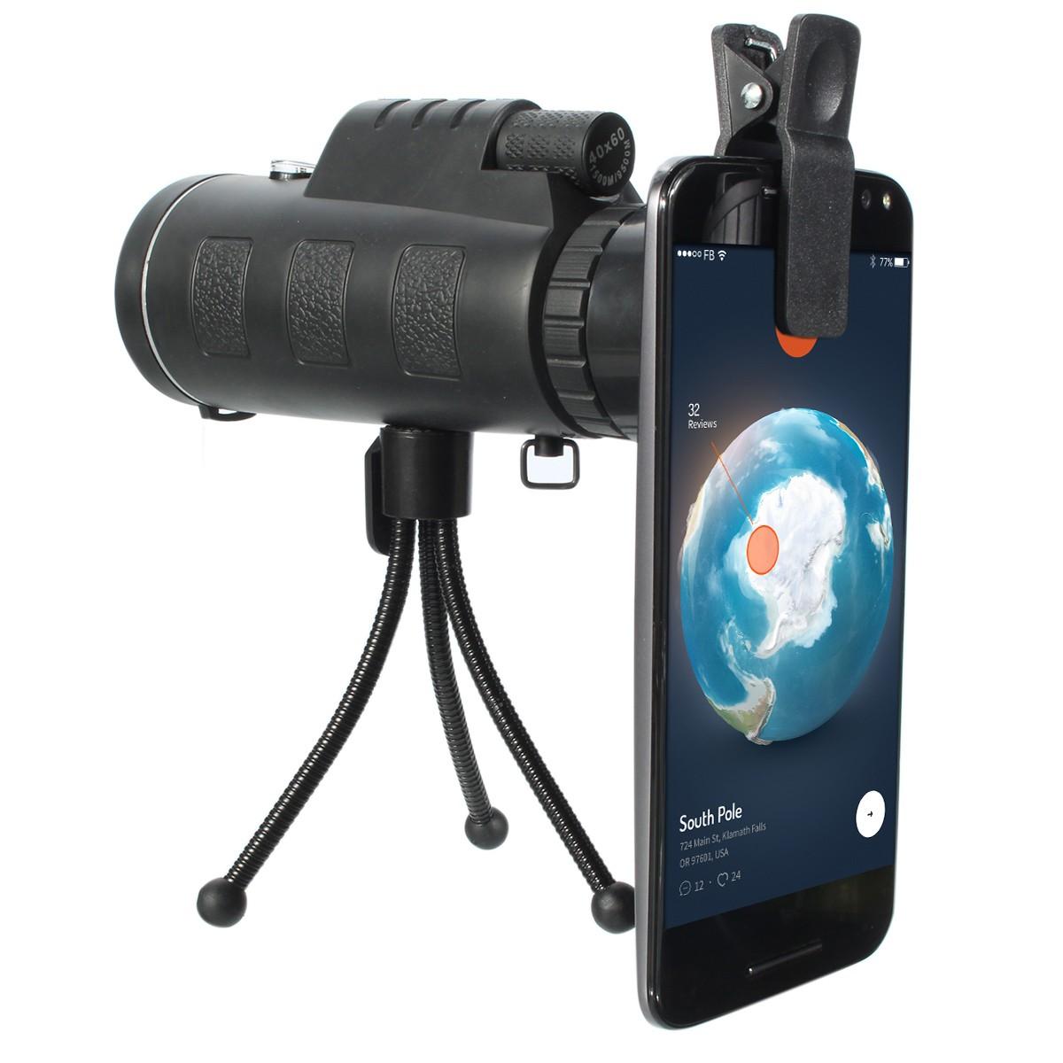 IPRee ™ 40x60 pour Plein Air Voyage Portable Monoculaire HD Vision Claire Optique BAK4 Téléscope avec Boussole