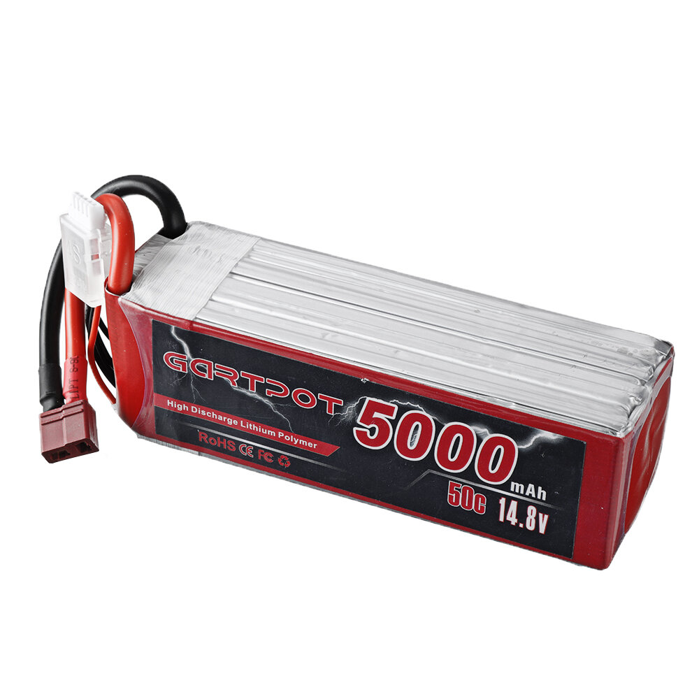 GARTPOT 14.8V 5000mAh 50C 4S Lipo Battery T Plug for RC Car
