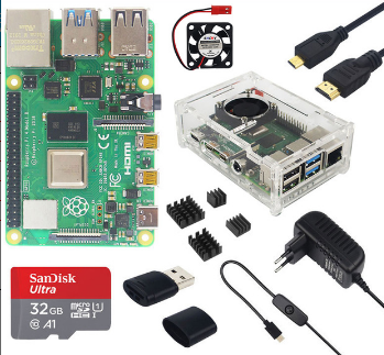 

Catda 4GB RAM Raspberry Pi 4B + Cover Box + Power Supply + 32/64GB Memory Card +Micro HDMI DIY Kit