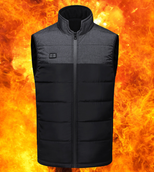 Unisex 9 Area Electric Vest Heated Body Warmer Electric Heated Warm Vest USB Charging Washable Winter Outdoor Camping Jacket Black
