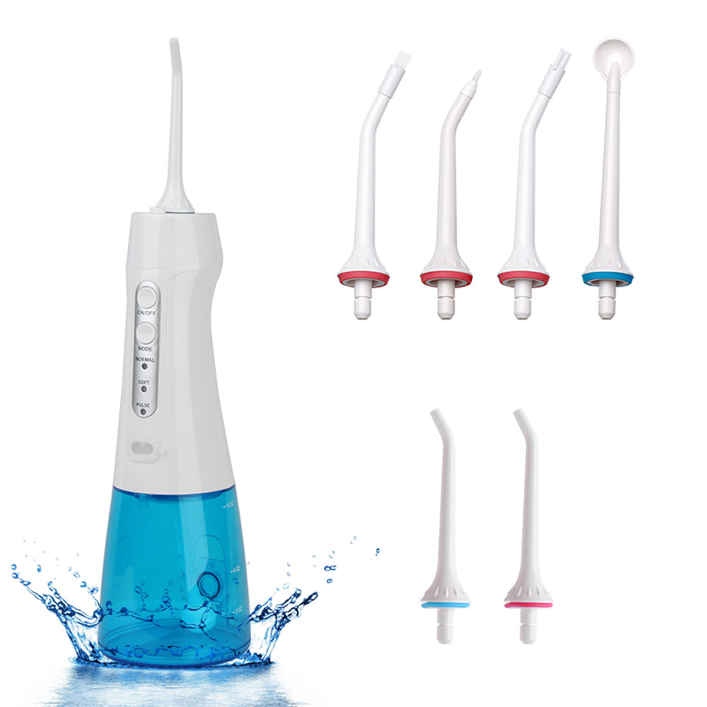 300ml Protable Oral Irrigador USB Rechargeable 6 Jet 3 Modes Adjustable Water Flosser IPX8 Waterproof Teeth Cleaner