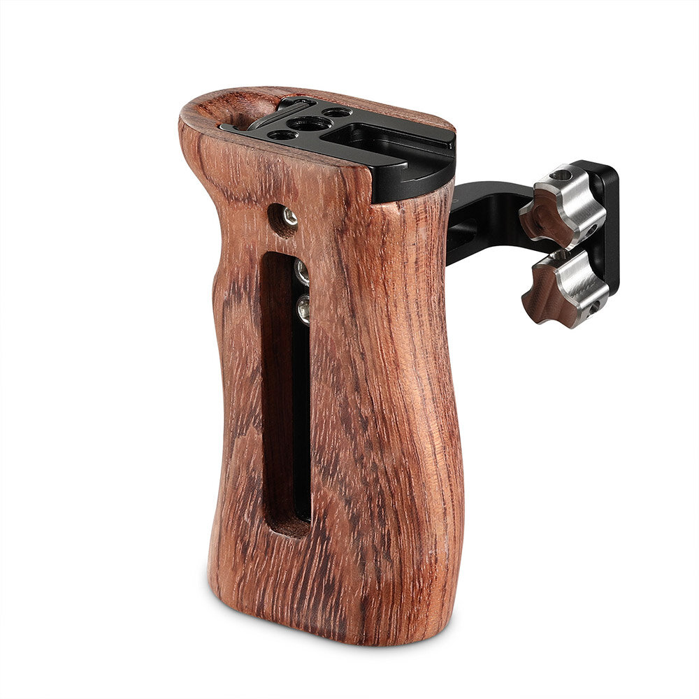 

SmallRig 2093 DSLR Handgrip For Universal Camera Cage Wooden Side Handle Featuring Two 1/4 inch Thread Holes With 18mm D