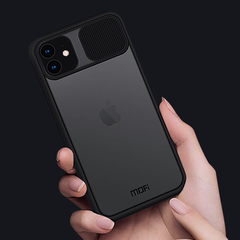 MOFI for iPhone 11 Case Anti-Hacker Peeping Slide Lens Cover Shockproof Anti-Scratch Translucent Matte Silicone Protecti