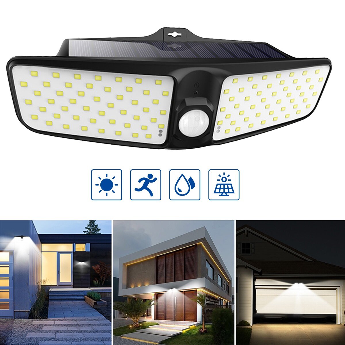 100LED Solar Wall Light Motion Sensor Security Street Lamp Outdoor IP65 Waterproof Decor