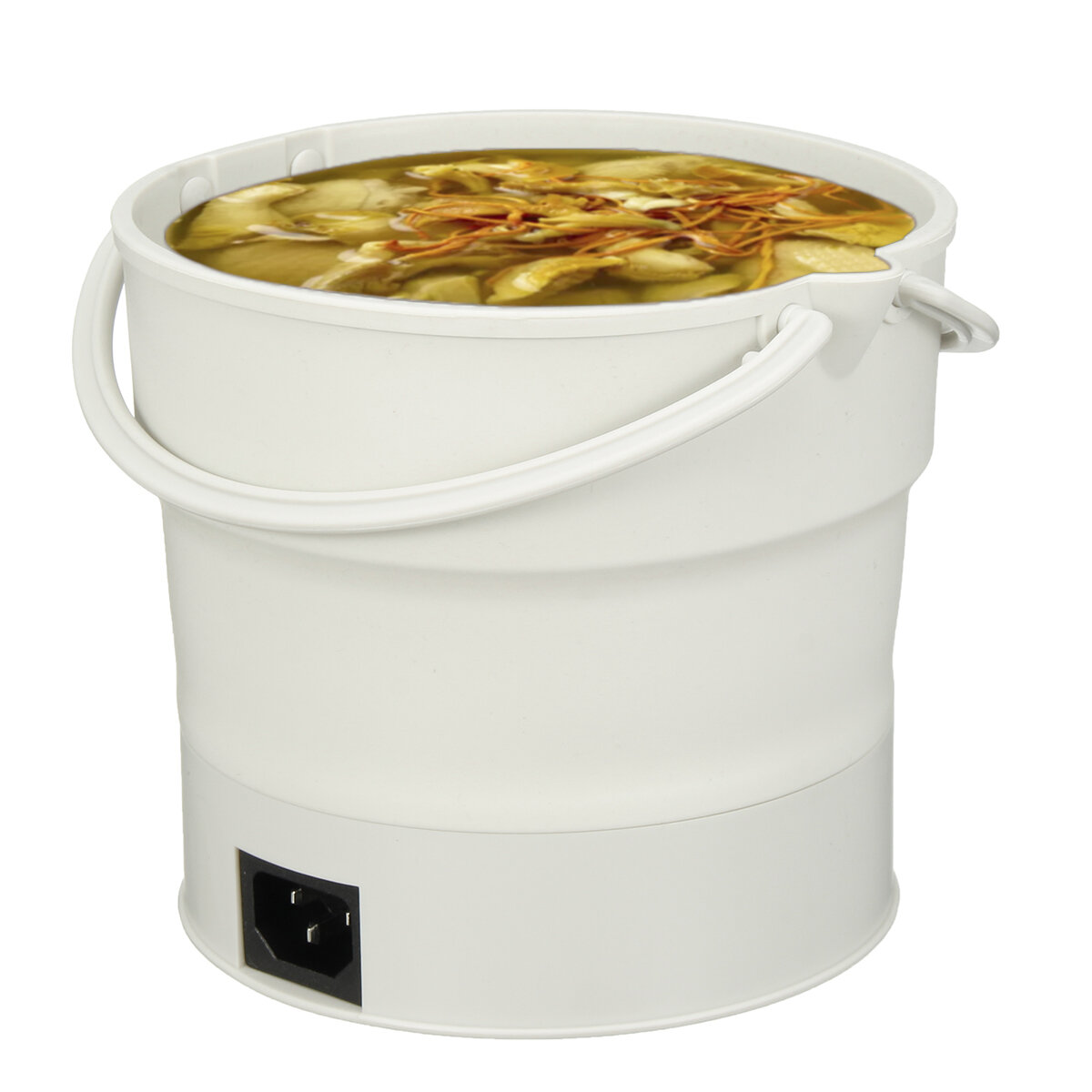 220V 0,6L tragbare zusammenklappbare Hot Pot Elektroherd Bratpfanne Wasserkocher beheizter Lebensmittelbehälter für Camping Wandern Reisen