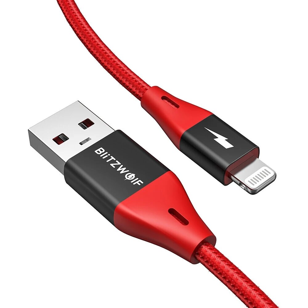 [2PCS Red] BlitzWolfBW-MF9 Pro 2.4A for Lightning to USB Cable With MFi Certified 0.9m / 3ft For iPhone Charger Cable Data Transfer Cord For iPhone…