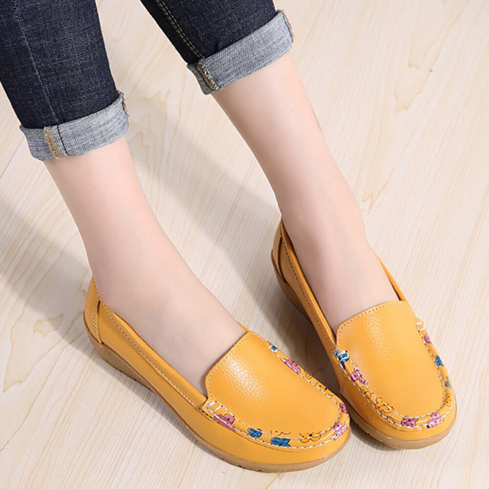 Women Colorful Stricing Comfy Non Slip Casual Slip On Loafers
