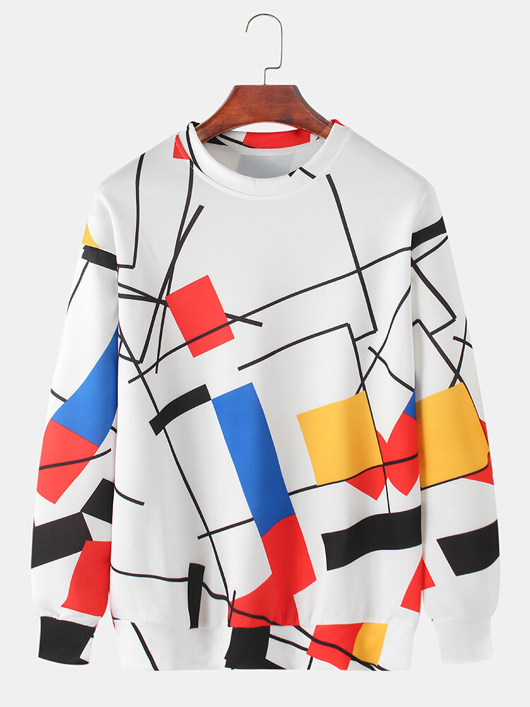 Heren Design Colour Block Pullover Drop Shoulder Sweatshirts