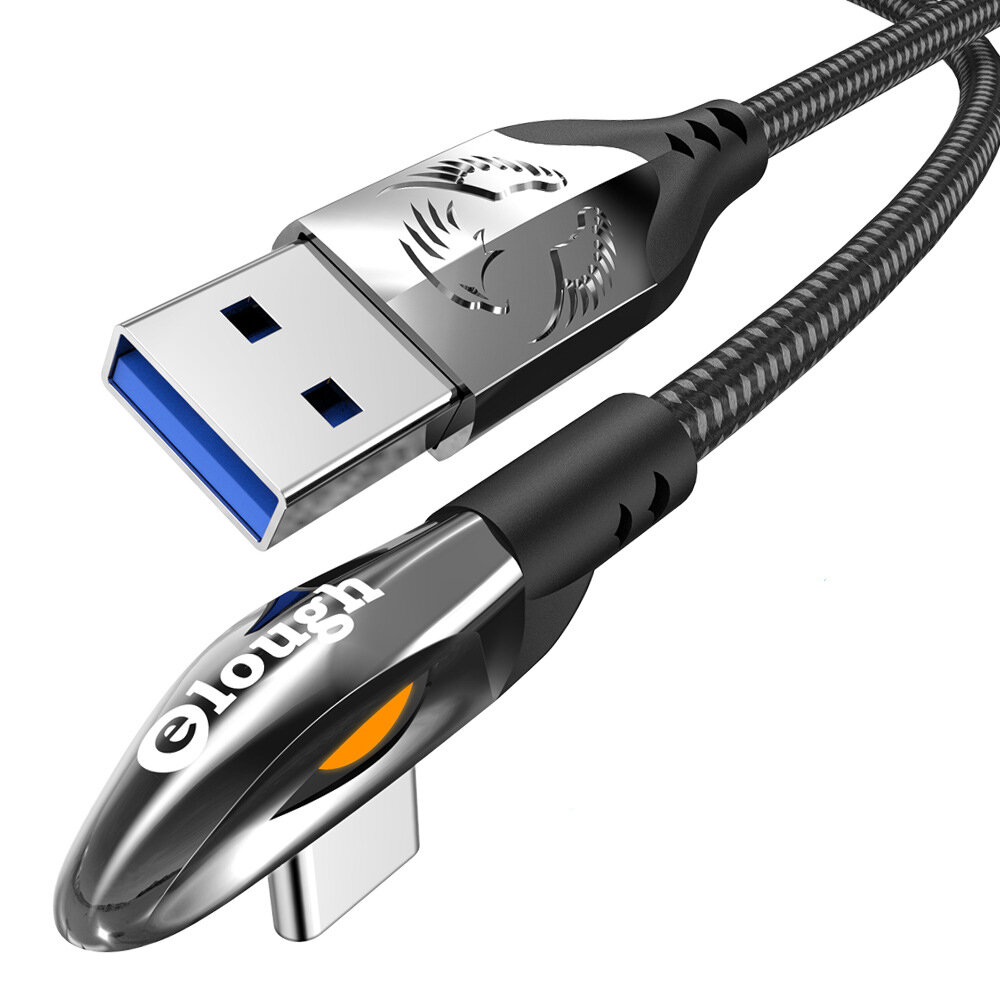 Elough 66W Elleboog USB naar USB-C Kabel PD3.0 Snel opladen Datatransmissie Snoer Lijn 0,5/1.2/1.8m 