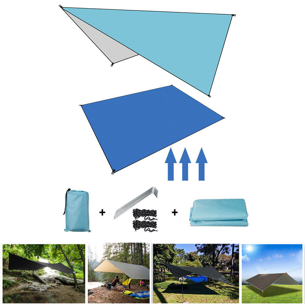 Namiot odporny na wilgoć na zewnątrz namiot 210D tkanina oxford ultralekka składana markiza plandeka hamak Camping Travel parasol przeciwsłoneczny mata piknikowa