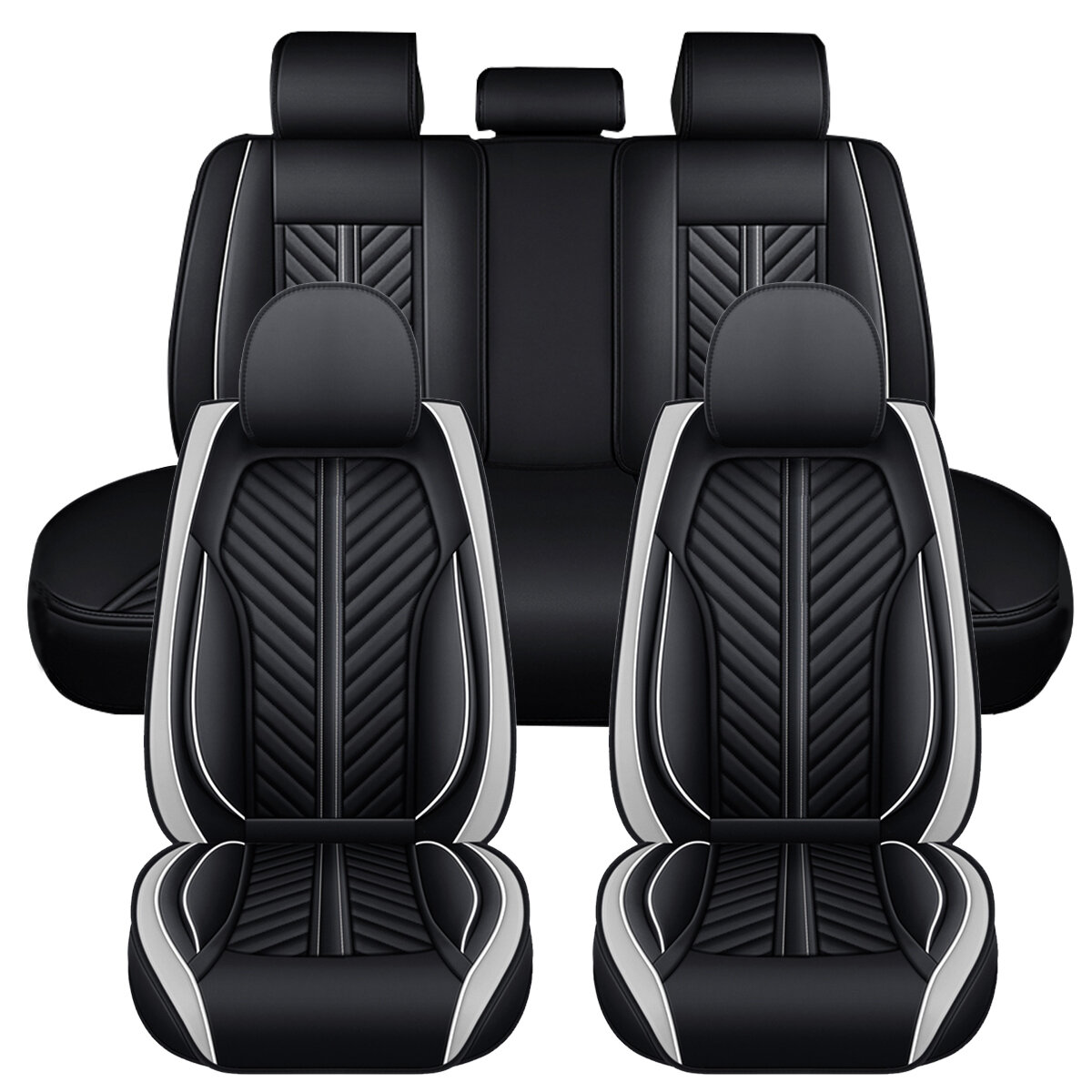 ELUTO 5D 5 Seats PU Leather Full set Car Seat Covers Universal Seat Cushion Pad Mad protector