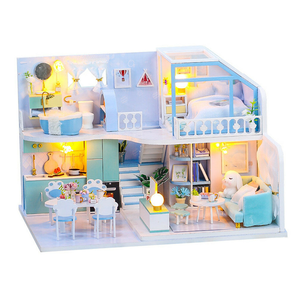 DIY poppenhuis handgemaakte creatieve zolder huis 3d gebouw montage model montage speelgoed verjaardagscadeau