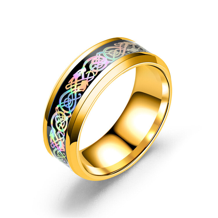 Mode roestvrij staal Dragon patroon Ring Multicolor paar ringen voor haar hem cadeau