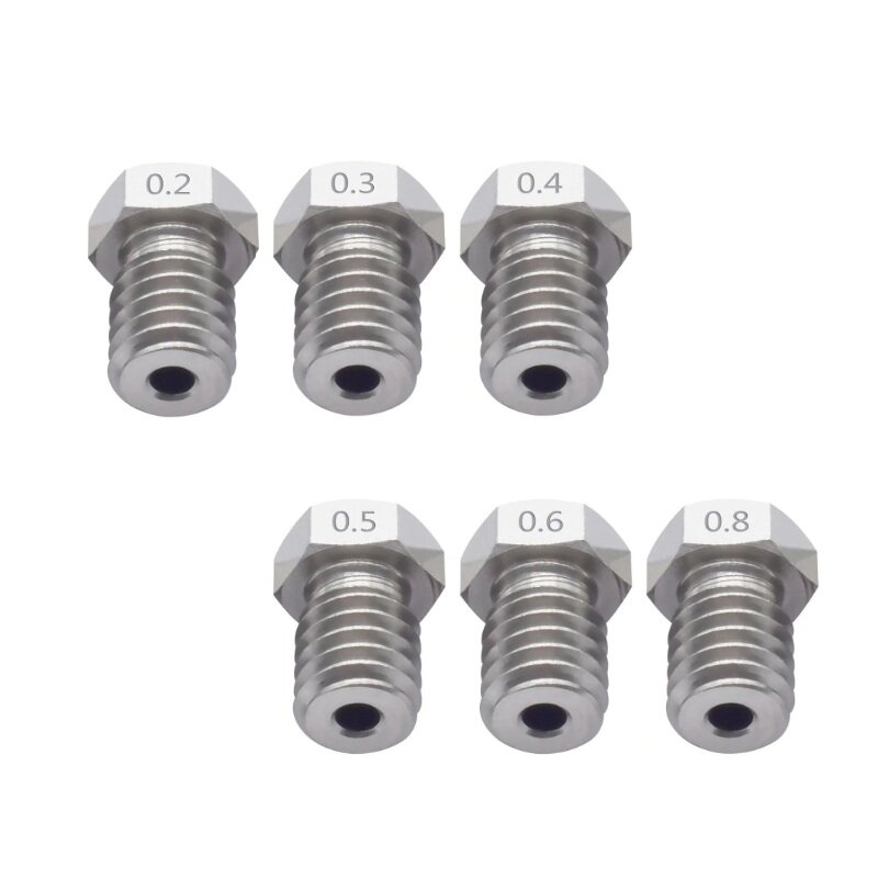 TWO TREES® Stainless Steel Nozzle 0.2/0.3/0.4/0.5/0.6/0.8mm V6 Nozzle M6 Thread for 3D Printer