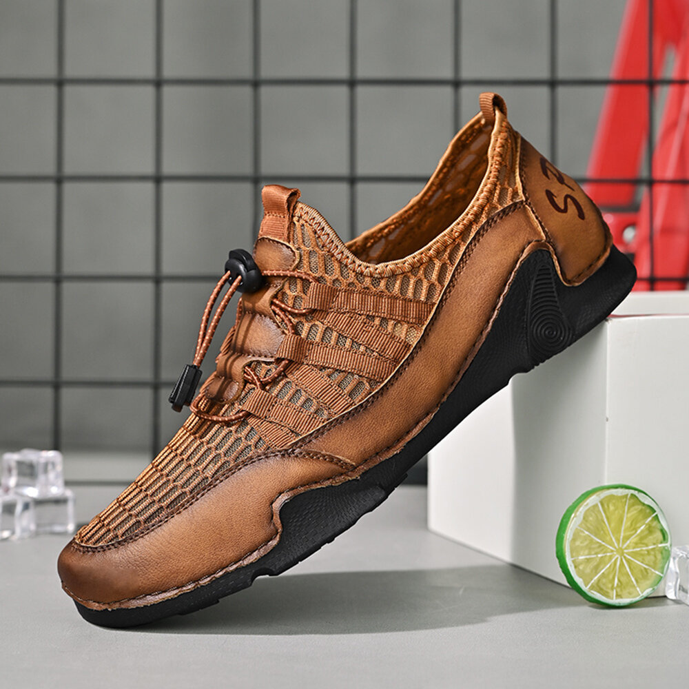 Menico Men Breathable Mesh Non-Slip Outdoor Lace-Up Casual Shoes