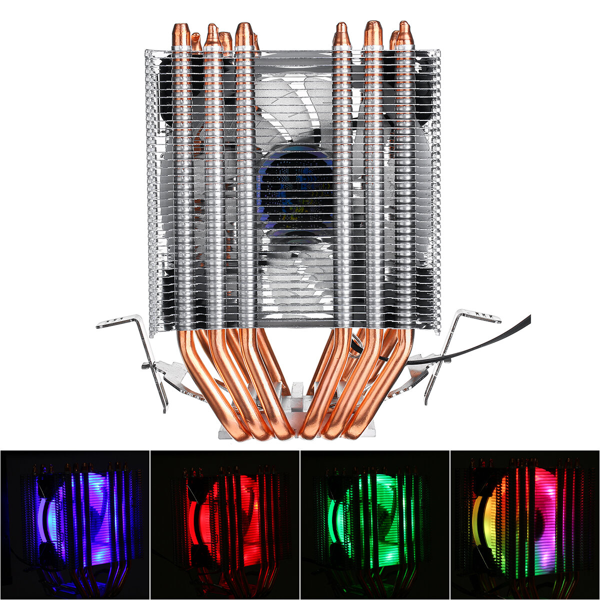 

Светодиодный RGB кулер для процессора 6 тепловых трубок 4-контактный вентилятор охлаждения для Intel 1155/1151/1150/775