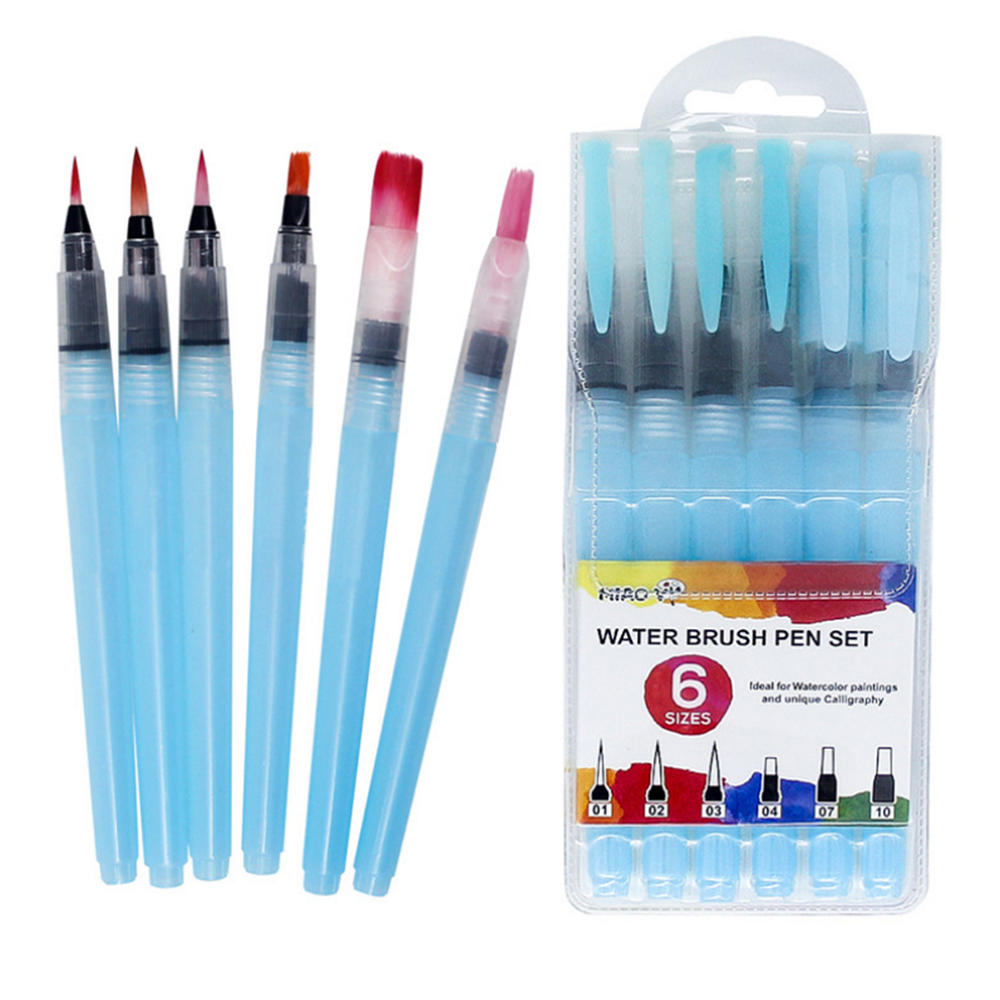 6 Pcs Water-soluble Color Lead Solid Watercolor Brush Soft Head Set Painting Brush for Beginner Painting Drawing Writing