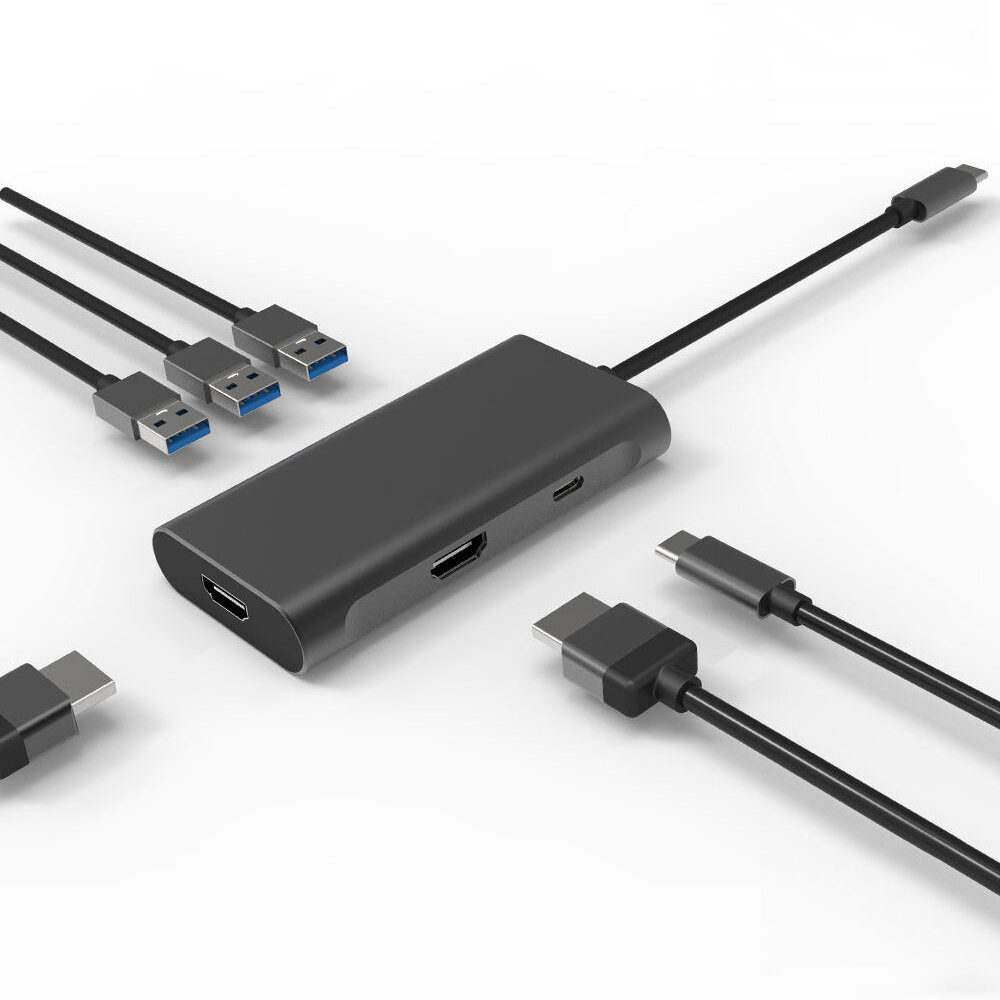 Stacja dokująca Bakeey 6 w 1 (3 * USB 3.0 5 Gb / s | HDMI 8K/30 HZ | USB-C PD 100 W) za $34.89 / ~146zł