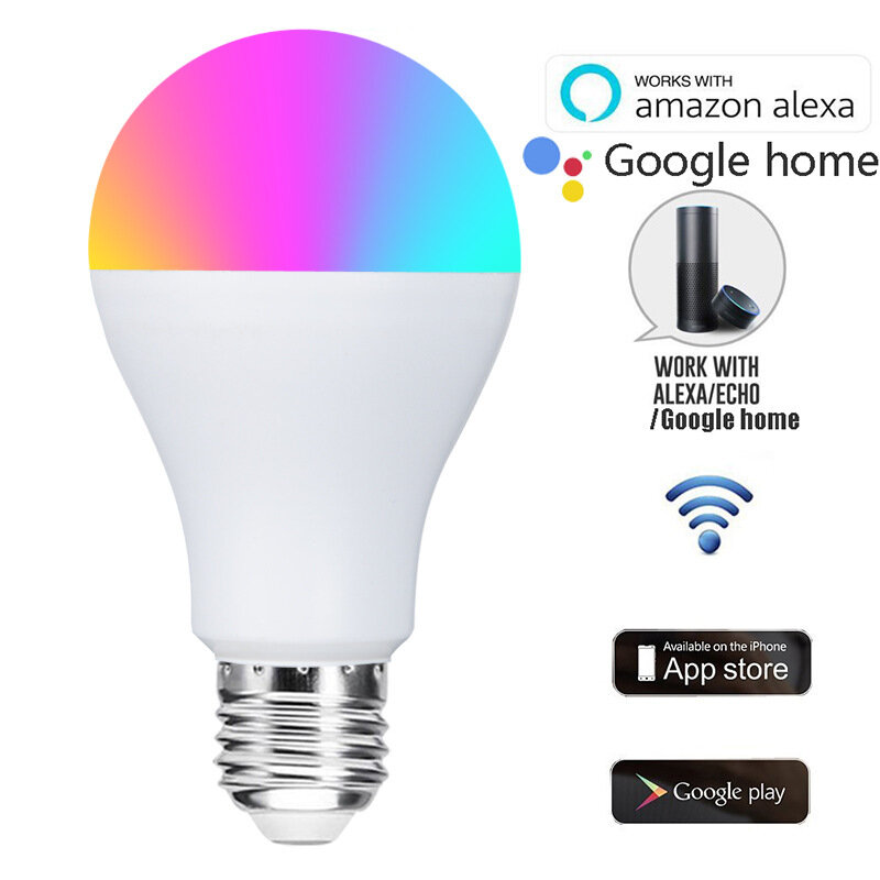 9W CCT+RGB Wifi Slimme Lamp E26 E27 Stembeheer Werkt met Alexa Google Assistent