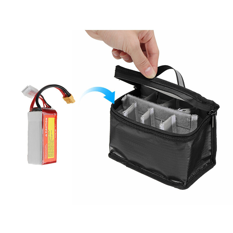155x120x90mm elemvédő táska tűzálló vízálló RC Lipo akkumulátor tároló táska világító fogantyúhoz