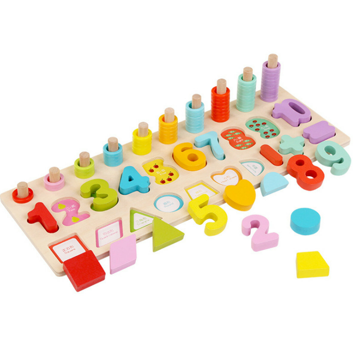 Image of Kinder Holz Mathe Puzzle Spielzeug Zahlen Lernen Hand-Auge-Koordination Lernspiele