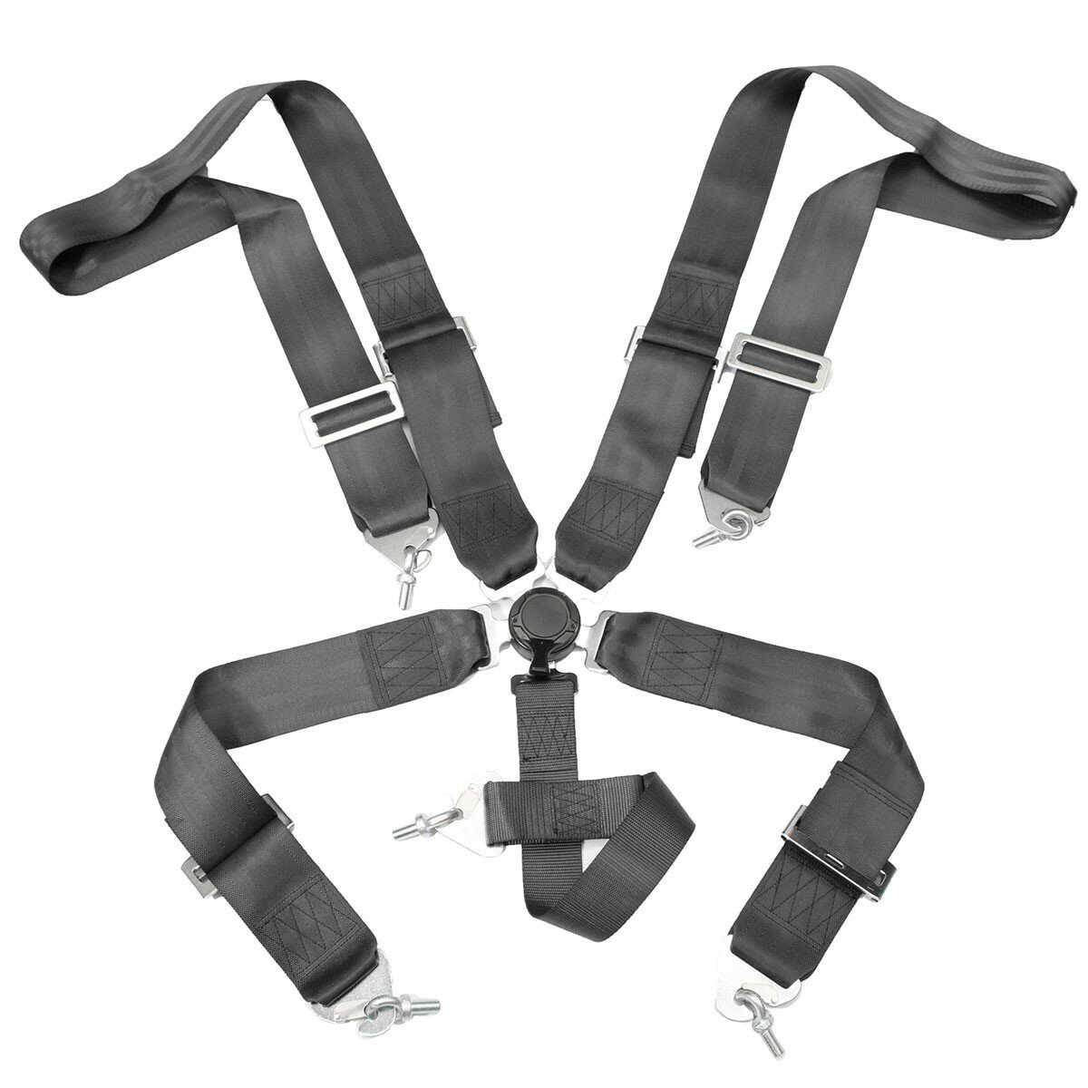 4-POINT 2/" BLACK NYLON STRAP HARNESS SAFETY BUCKLE RACING SEAT BELT