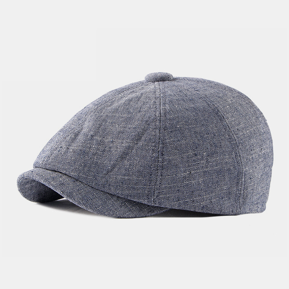 

Unisex Cotton Solid British Style Retro Thin Breathable Cowboy Hat Octagonal Hat Flat Hat Newsboy Hat Painter Beret Hat