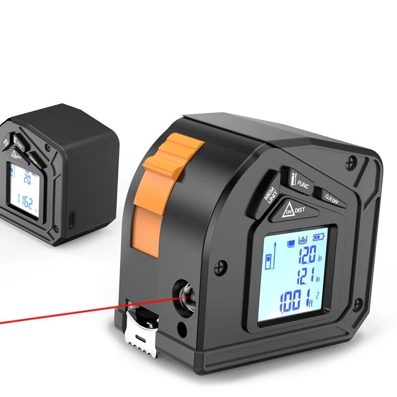 50M+5M Digital Distance Meter Laser Measuring Tape Retractable Ruler Laser Rangefinder 2 in 1