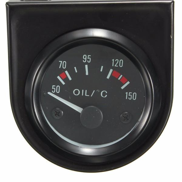 

Universal Car Black Pointer Oil Temperature Temp Gauge 50-150℃ LED Light 2" 52mm Universal Car Black Pointer O